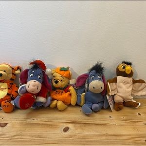 Disney Store Pooh, Tigger, Pooh & Owl ~ Mini Beanbag Plush 8